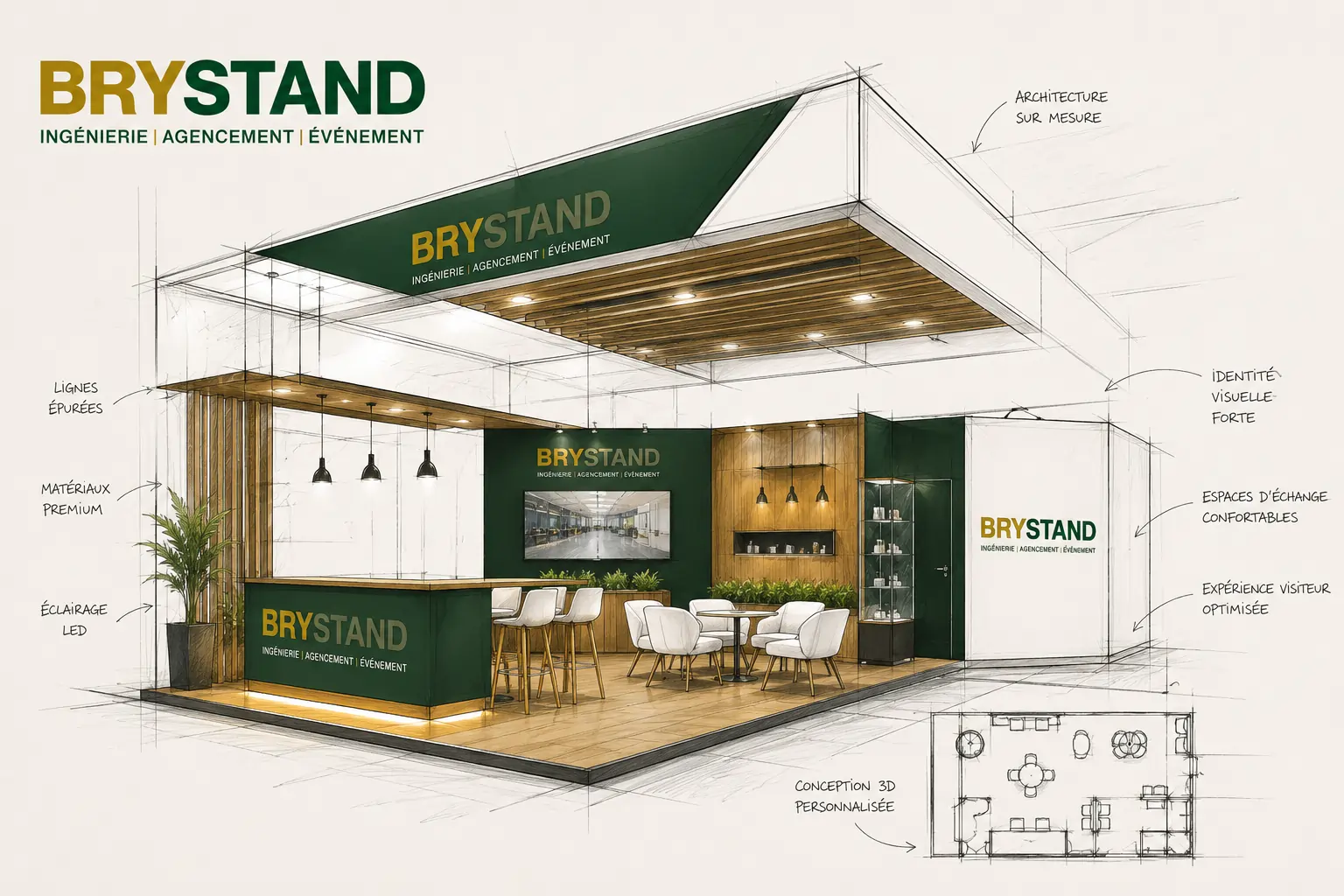 Stand sur-mesure haut de gamme dans un salon professionnel